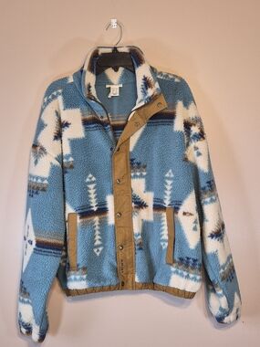 Ariat Blue White Brown Aztec Sherpa Jacket